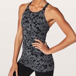 Lululemon size 8 Slide With Me Tank Floral Efflorescent Nebula Black